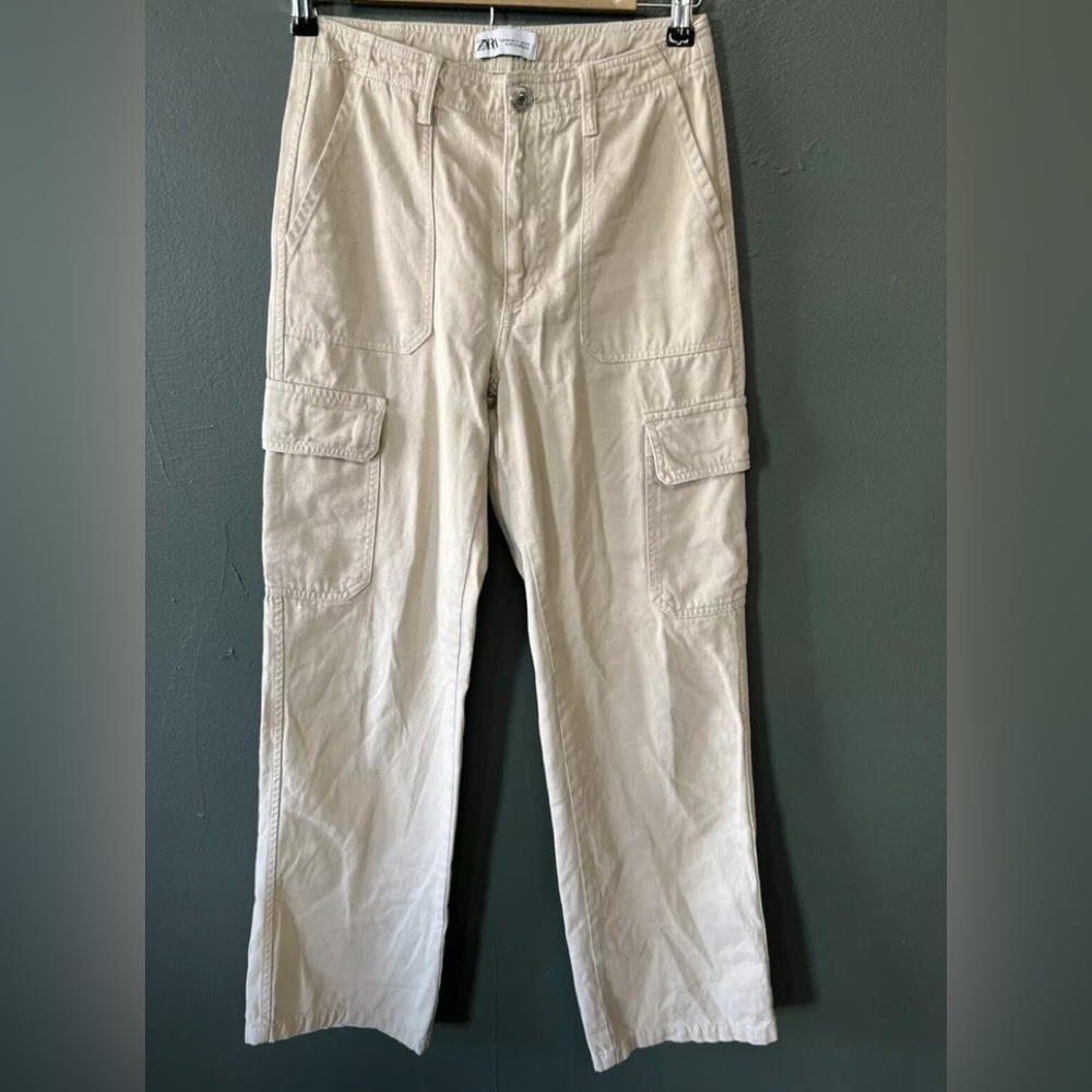 Zara Cream Straight Leg Pants